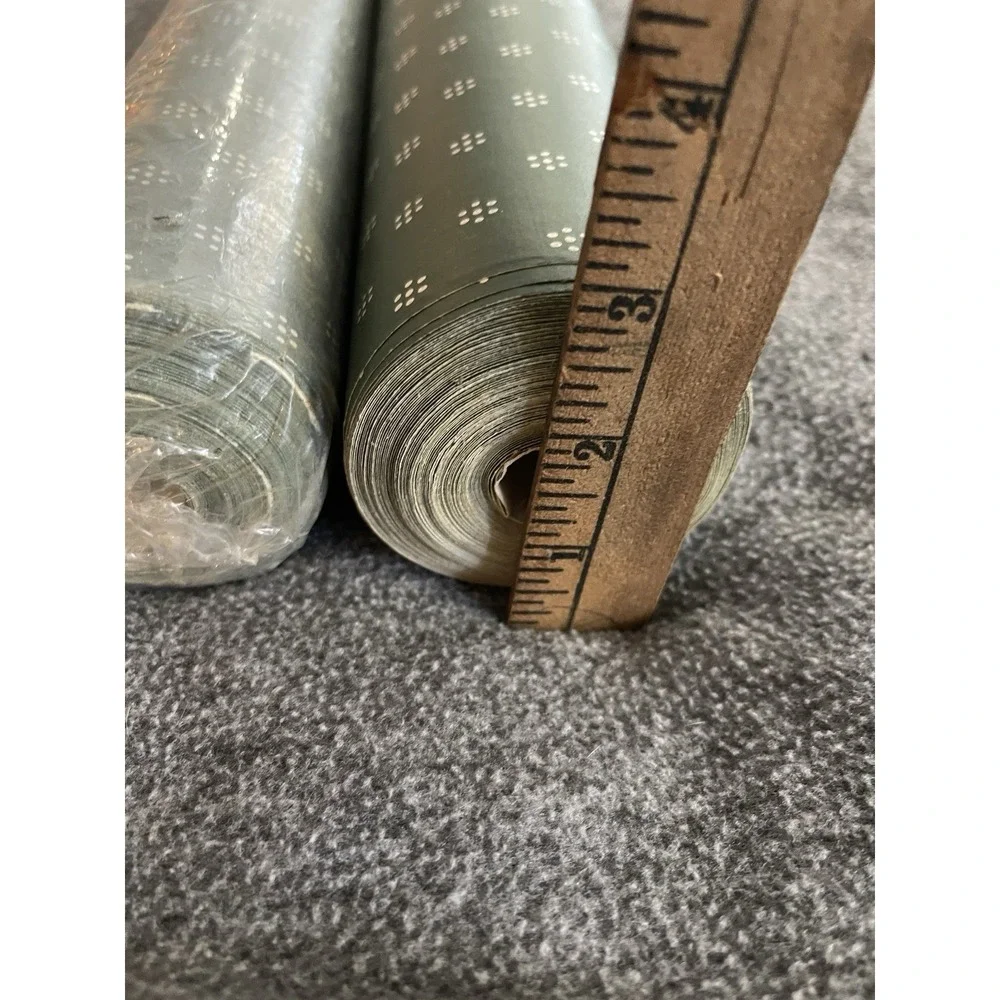 Vintage Wallpaper 2 Rolls 21 Inches Wide Dark Green With White Dots